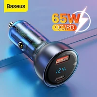 baseus 65w dual usb car charger fast charging for iphone xiaomi samsung laptop tablet qc 4 0 3 0 quick charge car phone charger