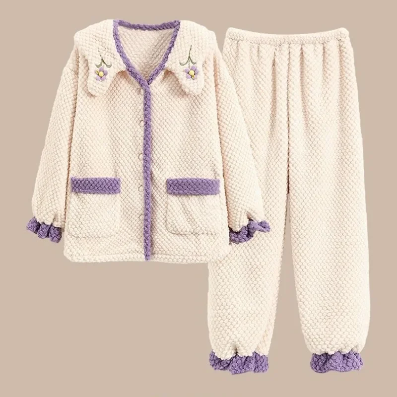 Женская пижама фланелевая новая модель женский кардиган из двух частей