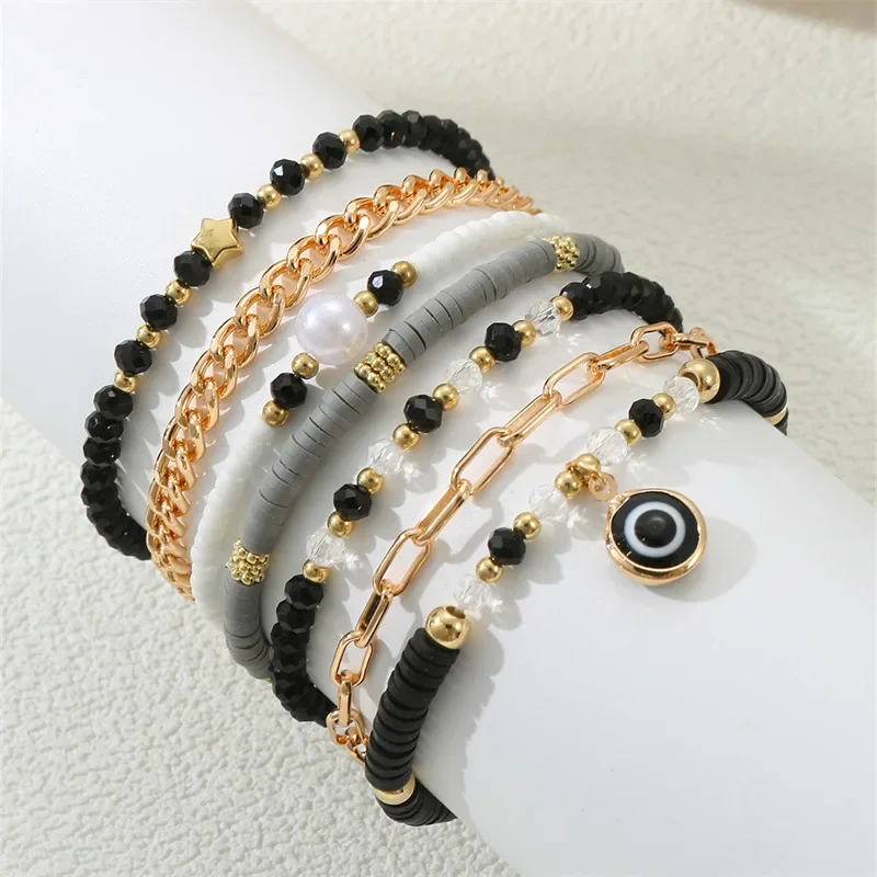 Многосоставный браслет в богемном стиле персиковый форме сердца для девочек