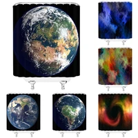planet earth shower curtain world map colorful starry sky space cloth fabric bath curtains brathroom decor with hook waterproof