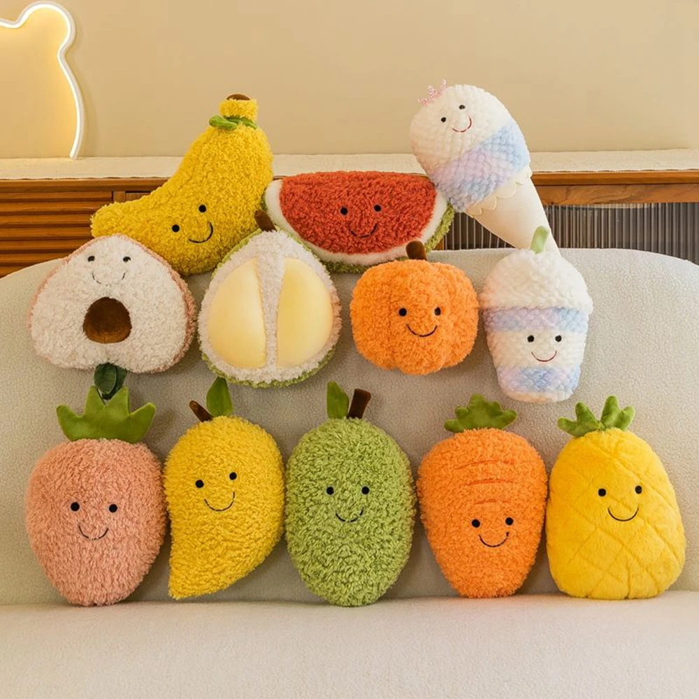 

16-28CM Fruit Vegetable Plush Toy Cute Soft Watermelon Pineapple Banana Strawberry Mango Carrot Children's Christmas Gift