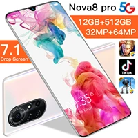 global edition cellphone nova8pro 12gb512gb smartphone 7 1inch screen cheap android 10 0 celular mobilephone phone free shipping