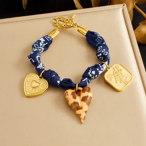 DIEYURO браслет из нержавеющей стали с леопардовым сердцем