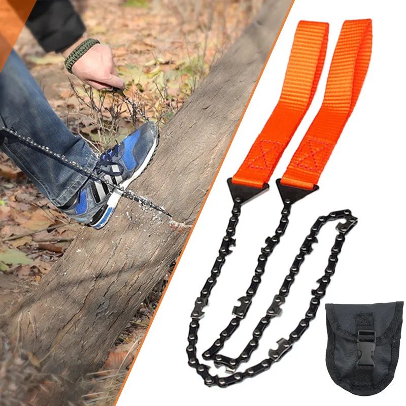 

Pocket Chainsaw Chain Rope Portable Hand Saw Folding Survival Chain Saw with Bi-Directional Teeth for Wood Cutting Camping