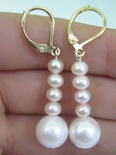 

10-11mm AAA+++ WHITE AKOYA PEARLS EARRING KT GOLD