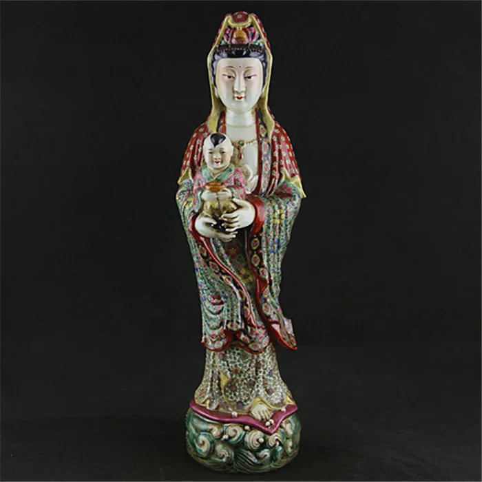 

Rare old China Qing Dynasty pastele porcelain statue,Oriental ladies,Loving mother angels, Free shipping