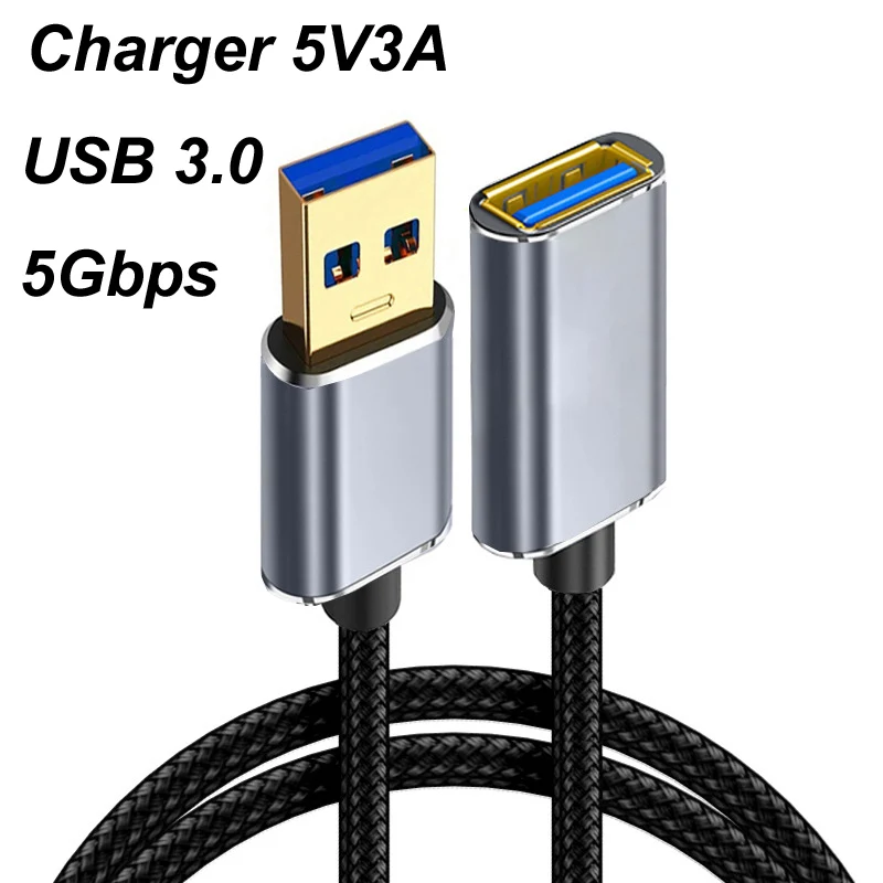 

Нейлоновый USB 3,0 удлинитель шнур для синхронизации данных 5 Гбит/с 5 в 3 а зарядное устройство штекер-гнездо Удлинительный кабель для ноутбука...