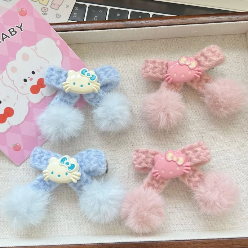 

Hello Kitty Sanrio Anime Kawaii Plush Bow Hairpins Hair Clips Cartoon Headwear Hair Barrettes Ornaments Cute Things for Girls
