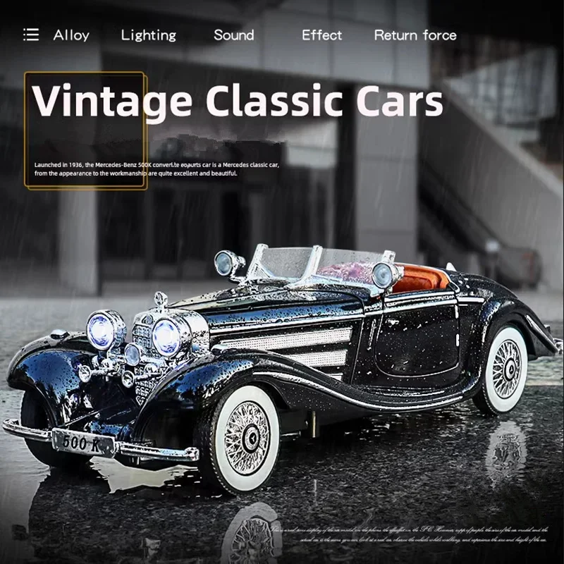 1:32 1936 Benzs 500K Классическая модель автомобиля из сплава литая под давлением