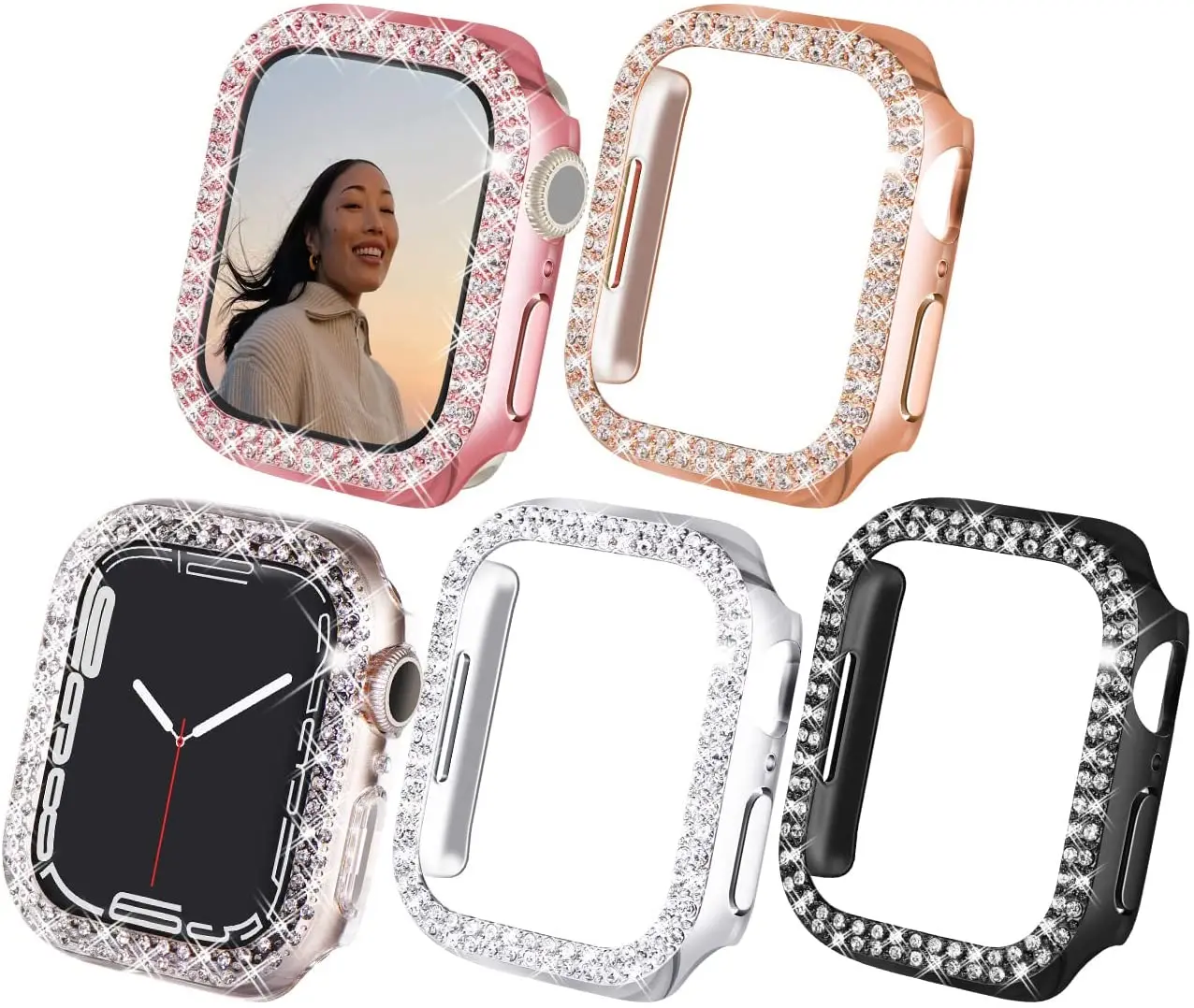 Чехол защитный Алмазный для Apple Watch Series 7 41 мм 45 аксессуары iWatch 6 SE 5 4 3 38 42 40 44 |