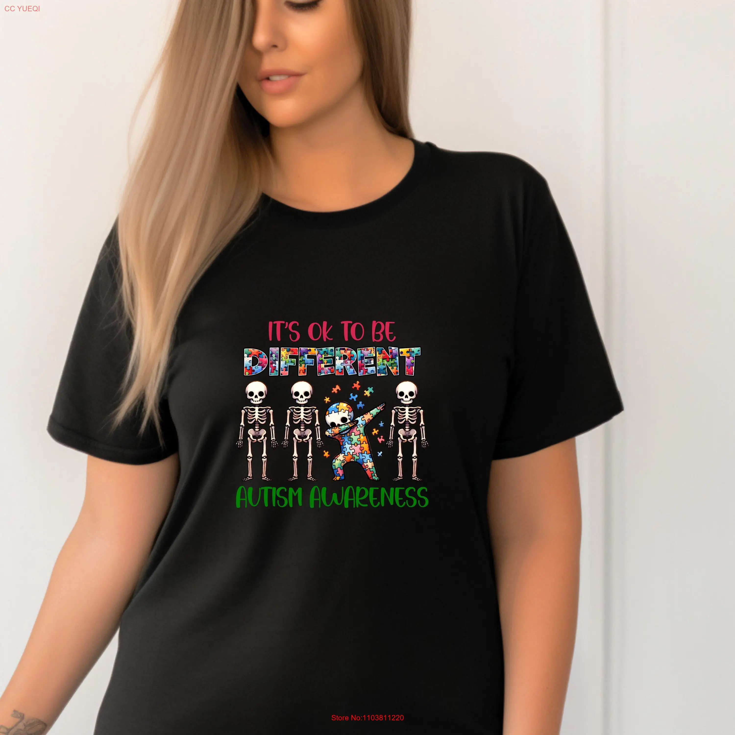 Autism Awareness T Shirt It's OK to be Different Support Puzzle Piece Unique Neurodiversity Advocate Inclusion