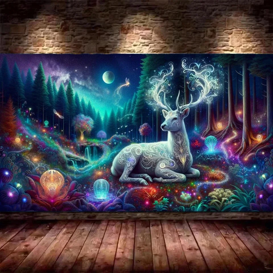 Surreal Landscape,Trees and Flowers,5D Diy Diamond Painting Night Sky, Blue,Purple Clouds,Mosaic Large Embroidery Cross Stitch