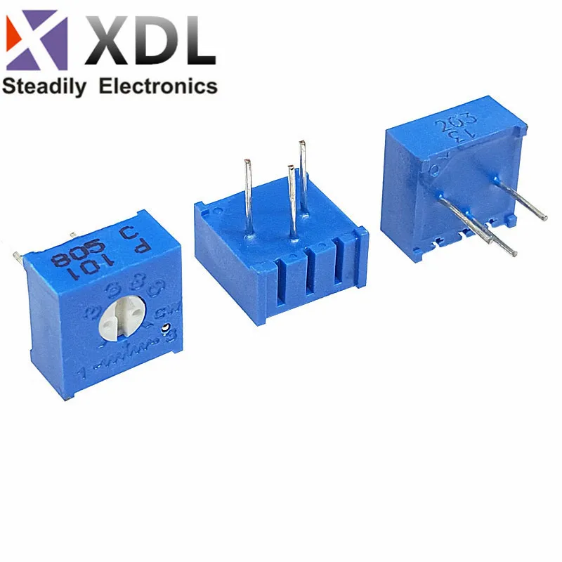 10pcs 3386P 3386 100 200 500 ohm 100R 200R 500R 1K 2K 5K 10K 20K 50K 100K 200K 500K 1M ohm Trimpot Trimmer Potentiometer