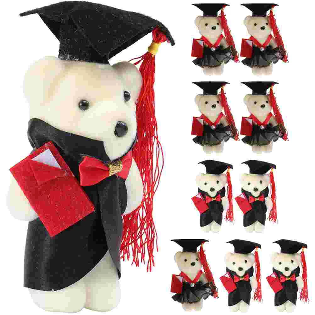 

10 Pcs Miniature Gifts Graduation Bear Decors Bouquet DIY Ornaments Bear Bouquet Ornaments Bear Dolls