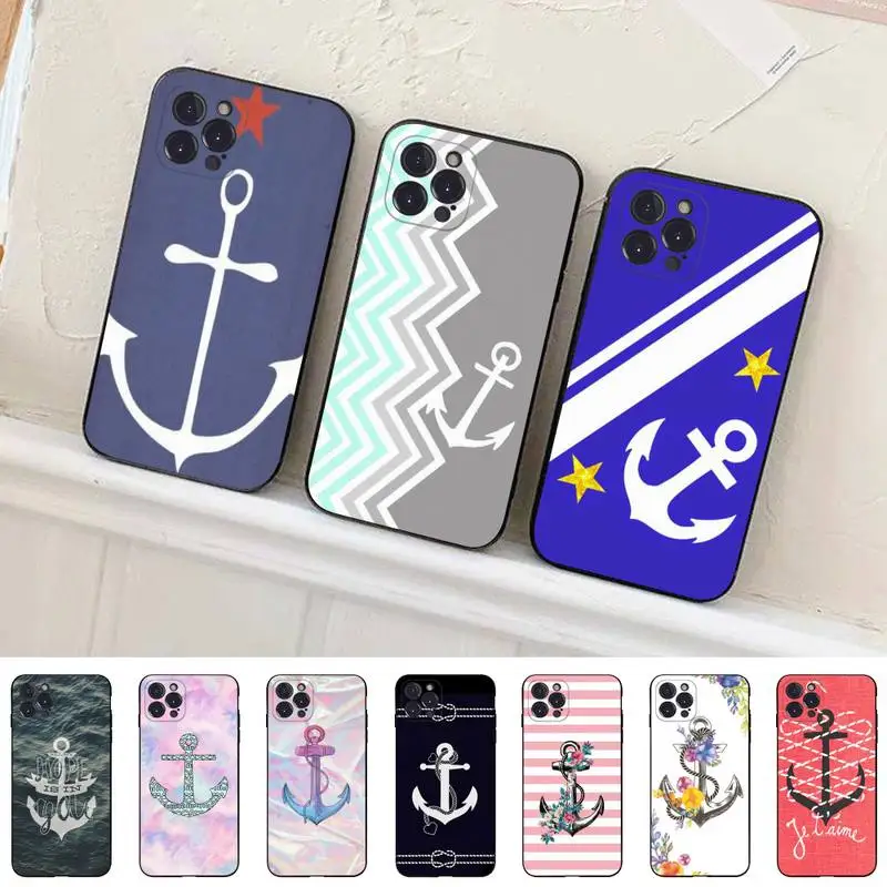 

Anchor Boat Phone Case For iPhone 13 Pro MAX 14 11 12 Mini X XS XR 6 7 8 Plus SE 2020 Soft TPU Cover
