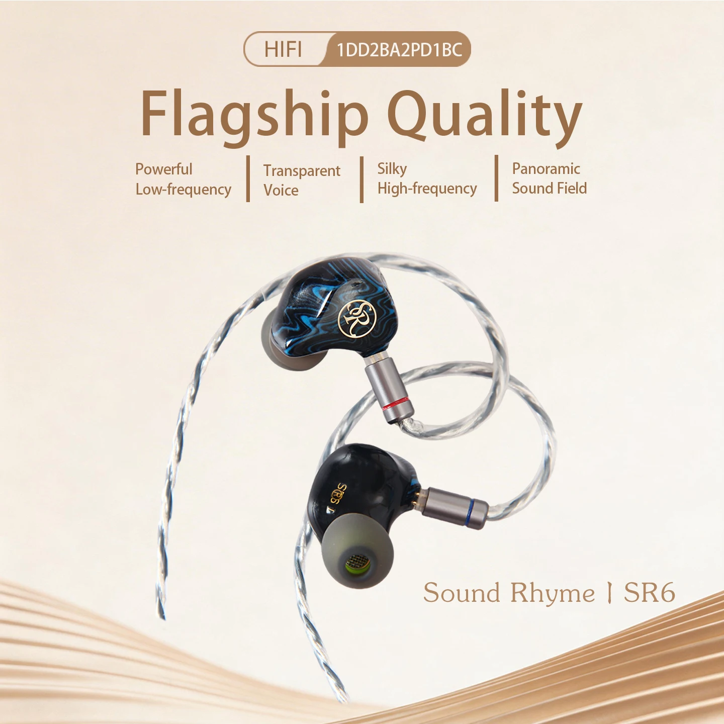 Фото Наушники Sound Rhyme SR6 с динамическим драйвером 1DD2BA2PD1BC, гибридным драйвером сбалансированного арматурного и планарно-микропланарного типов, костной проводимостью и HIFI-звуком №1