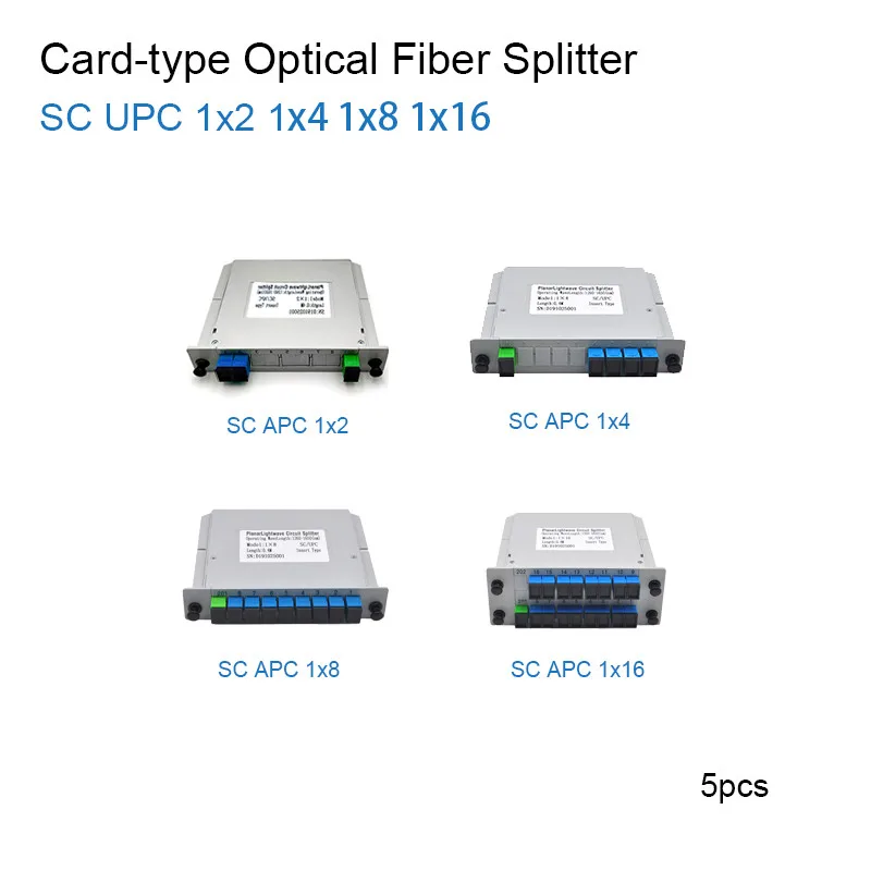 

5 шт./упаковка, волоконно-оптический распределитель SC UPC 1x2 1x4 1x8 1x16 FTTH, плоский волноводный тип, оптический ПЛК-распределитель 1:4 1:8, бесплатная...