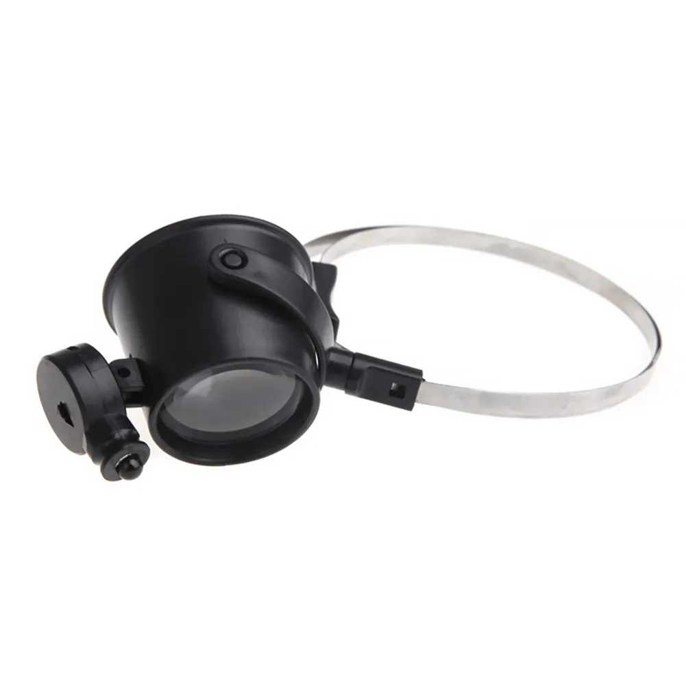

15X Optical Lens Clock Metal Magnifier Head Band Eye Loupe Jewelry Watch Repair Battery Powered LED Lighted Tool Hands Free