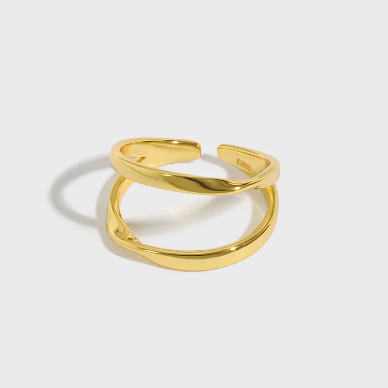 

Sterling Silver S925 European and American Style Ring Minimalist Double-layer Line Mobius Hollow Ring Woman Rings for Women 925
