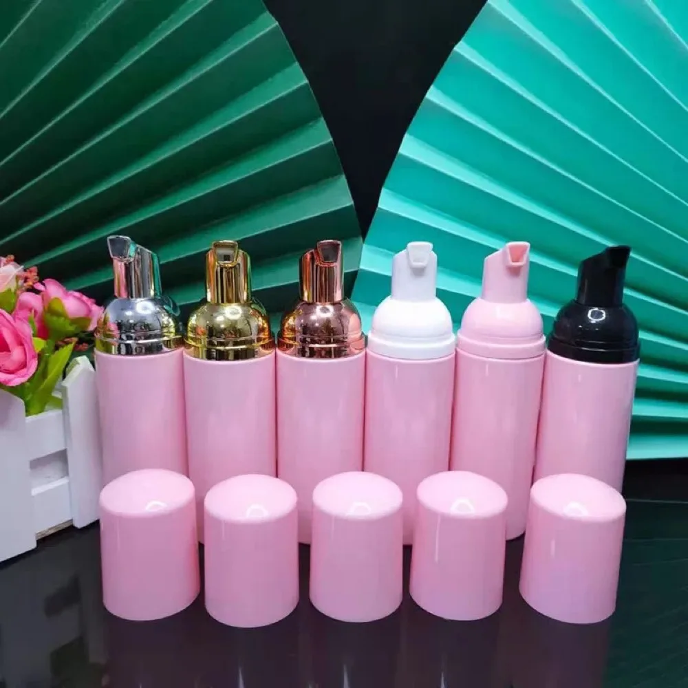 

Reusable Dispenser 10Pc 60ML Bright Pink Plastic Bottle with Pink Cap Soap Mousse Foam Bottle Personal Travel Portable Dispenser