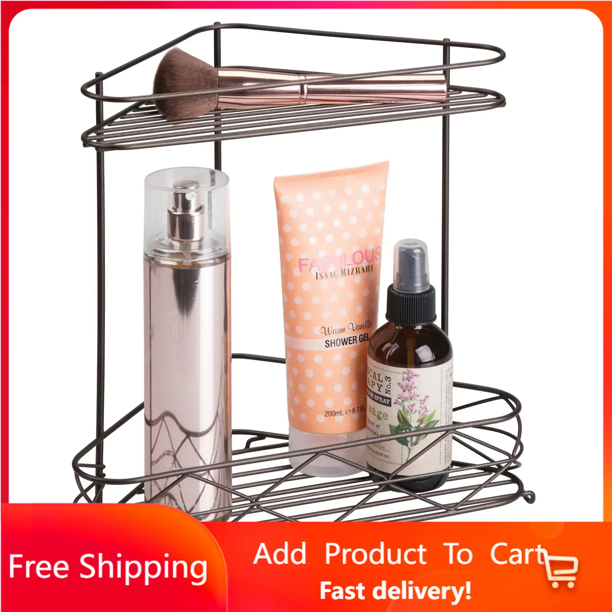 

Стальная бронзовая угловая полка-органайзер для хранения, 10,75X6,5X10,6 дюйма, 1 шт., домашняя организация и хранение, органайзер для хранения