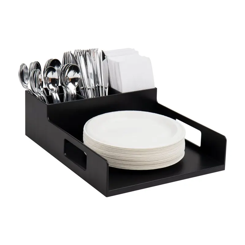 

Anchor Collection Utensil, Napkin and Plate Serving Tray, Countertop Organizer, Plastic, Black