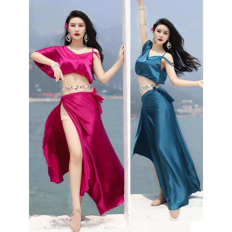 Женский костюм для танца живота выступления в восточном стиле из блестящих