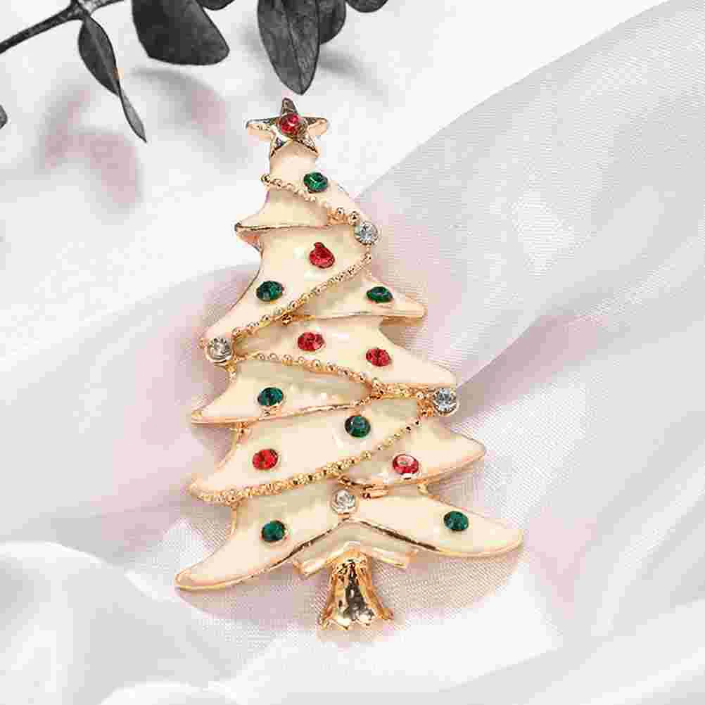 

2pcs Christmas Tree Breastpins Colored Rhinestone Fashion Breastpin Brooches Clothes Decor for Ladies
