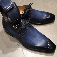 men gentleman derby shoes pu personality simple lace up classic 3d dyeing fashion business casual wedding daily dress shoes