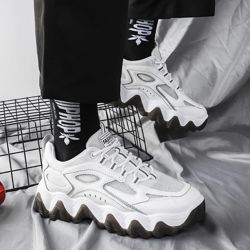 

Новинка осени 2020, универсальная мужская обувь с волнистой подошвой, повседневная спортивная обувь, Корейская Удобная дышащая модная брендо...