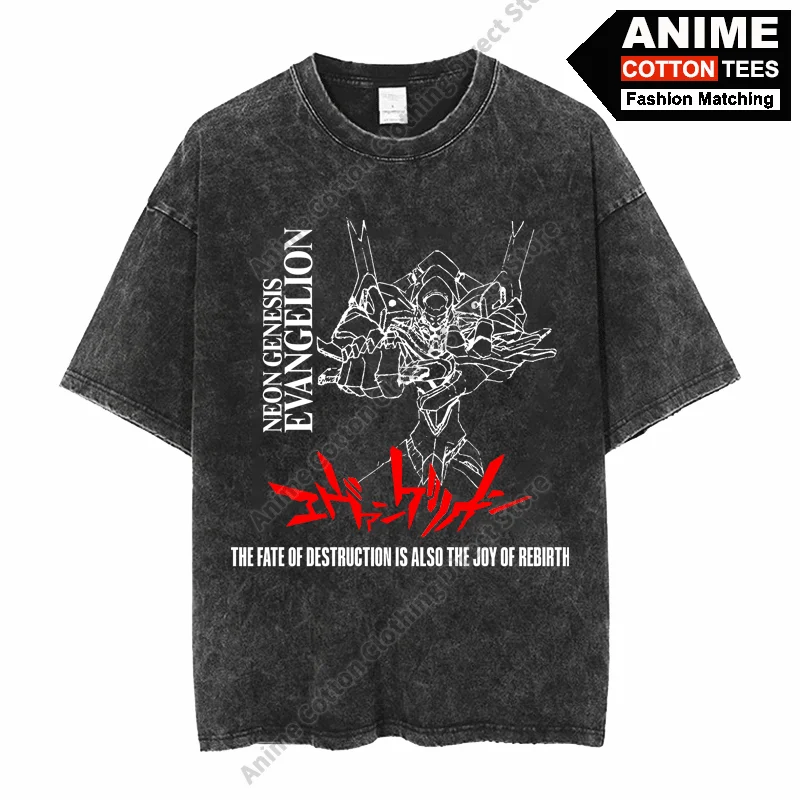 Футболка с принтом в стиле аниме NEON GENESIS Евангелион Модная хлопковая винтажная