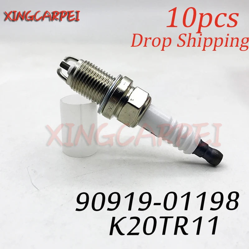 

Новинка 10 шт. 90919-01198 K20TR11 автомобильная свеча зажигания для Toyota Camry caldine Nadia Пикник RAV4 Sienna Solara Coupe 9091901198