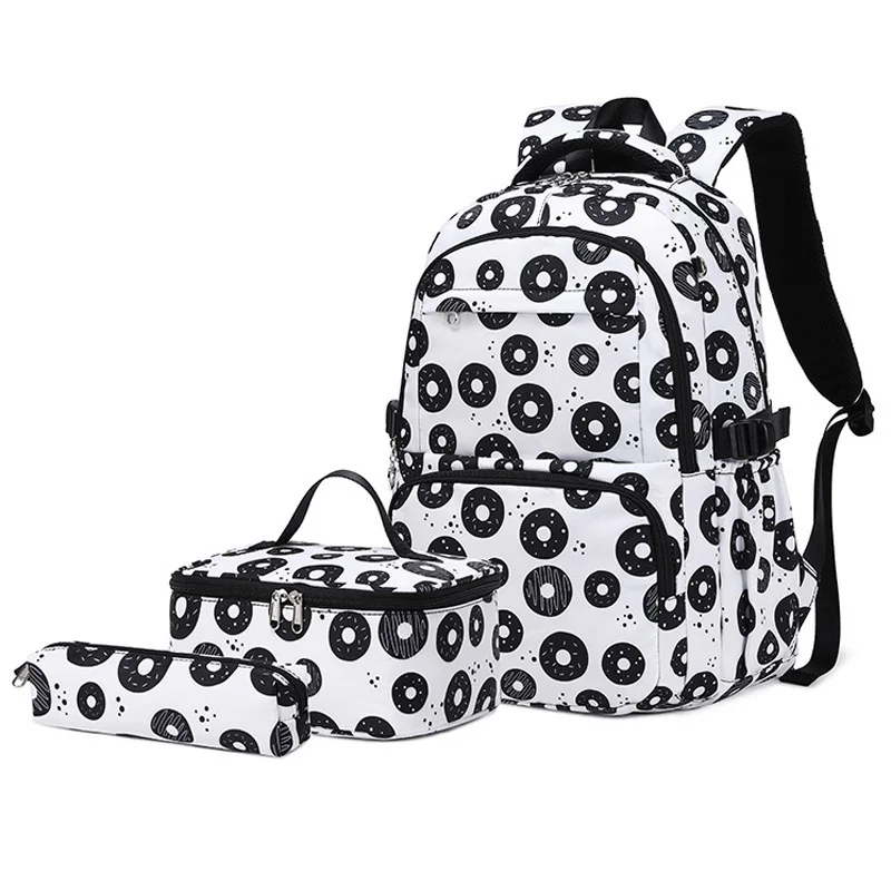 

3 Pcs/Set School Bags Kids Luxury Nylon Children Schoolbag Backpack for Teenage With Pencil Case Lunchbox 2023 Printed Book Bag