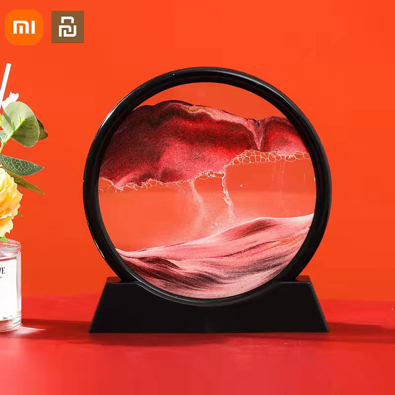 

Xiaomi Sandscape Moving Sand Art Picture Round Moving Hourglass 3D Mountain Sandscape Motion Display Flowing Sand Painting Home