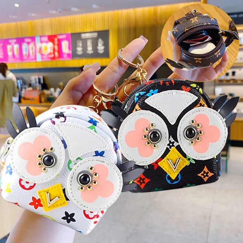 

Kawaii Cute Style New Owl Change Purse Bluetooth Headset Bag Key Bag Mouth Red Envelope Coin Purse Keychain Monedero Mujer