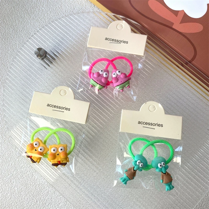 

Cartoon SpongeBob SquarePants Hair Ring Patrick Star Squidward Tentacles Kids Elastic Hair Bands Women Girls Hair Accessories