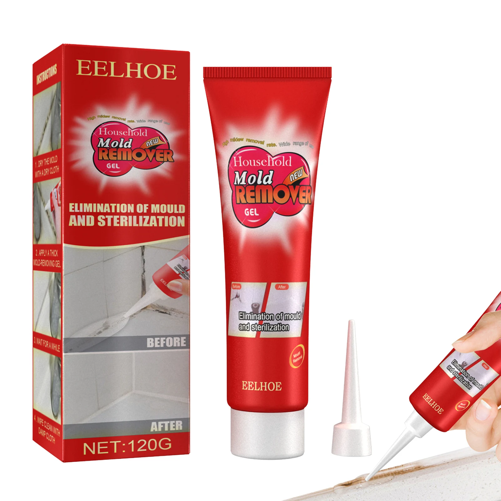 

Молд Mildews, удалитель, чистящий гель для настенной плитки, 120 г, очиститель для настенной плитки, уплотнение, домашняя раковина, кухонный душ, в...