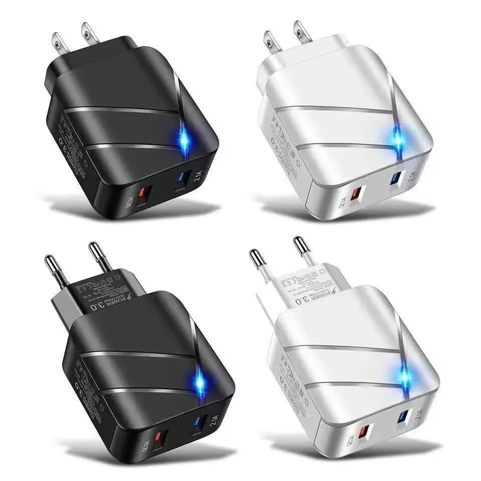 

USB Charger 28W QC 3.0 Quick Fast Charge 2 USB Wall Charger Mobile Phone Charger EU/US Plug For iPhone Samsung Xiaomi Phones