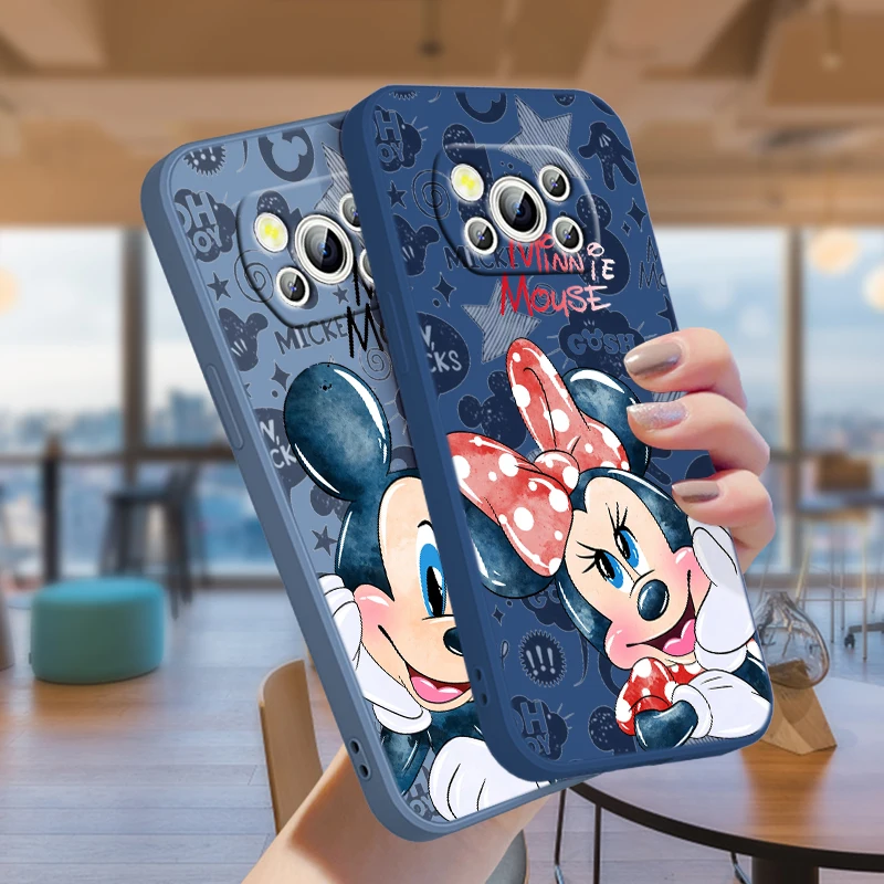 

Mickey Minnie Lovely For Xiaomi POCO C50 C40 X4 M5S F4 M4 X3 F3 M3 C3 Pro GT NFC 4G 5G Liquid Rope Silicone Phone Case