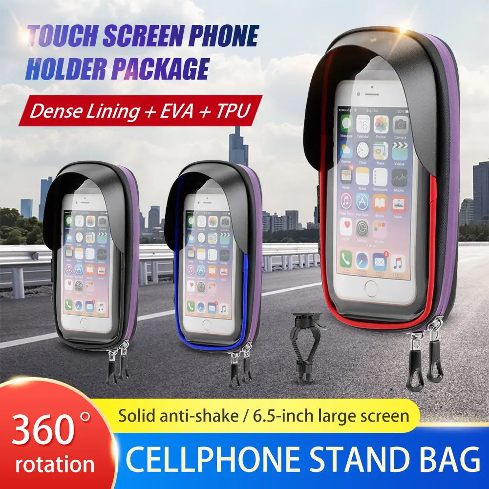 

Waterproof Bike Bicycle Phone Mount Bag Case Motorcycle Handlebar Phone Holder Stand For 4.5-6.4 Inch Mobile Cell Phones