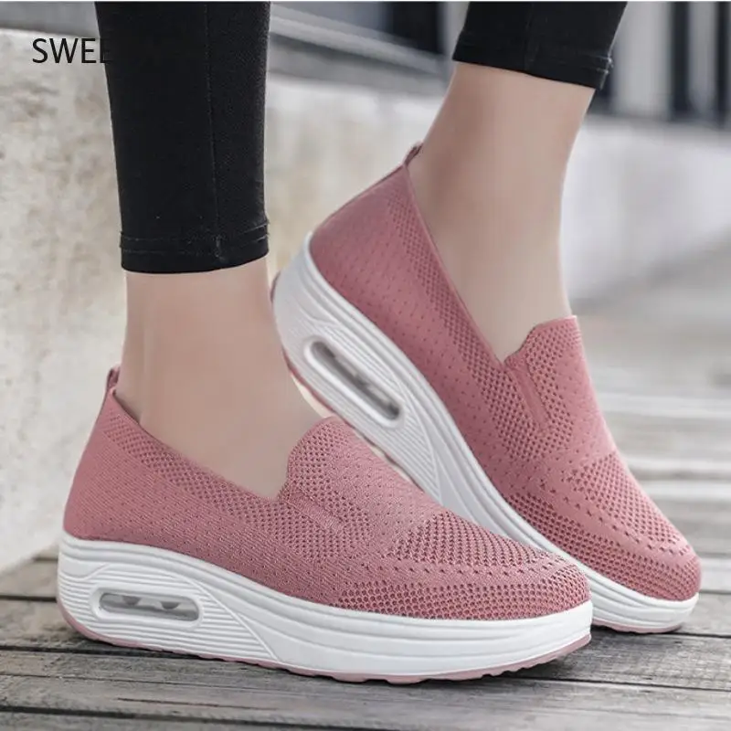 

Women Shoes 2022 Comfort Increase Flats Shoes Women Fly Weave Breathable Casual Shoes Women Hollow Out Shoes Zapatos De Mujer