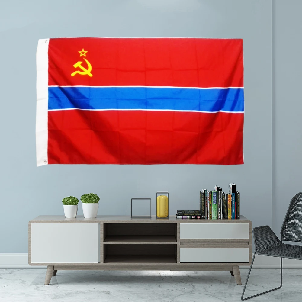 Флаг Национальный Узбекской Советской Социалистической Республики 3X5FT 150X90CM Дизайн баннера на открытом воздухе для рекламы, декорации, вечеринок, спорта.