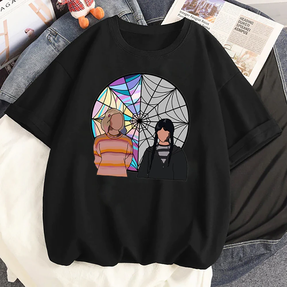 

Wednesday Addams Retro Graphic T-shirt Nevermore Academy Gothic Y2K Print Women T Shirt Hip Hop Fashion Casual Female Tees