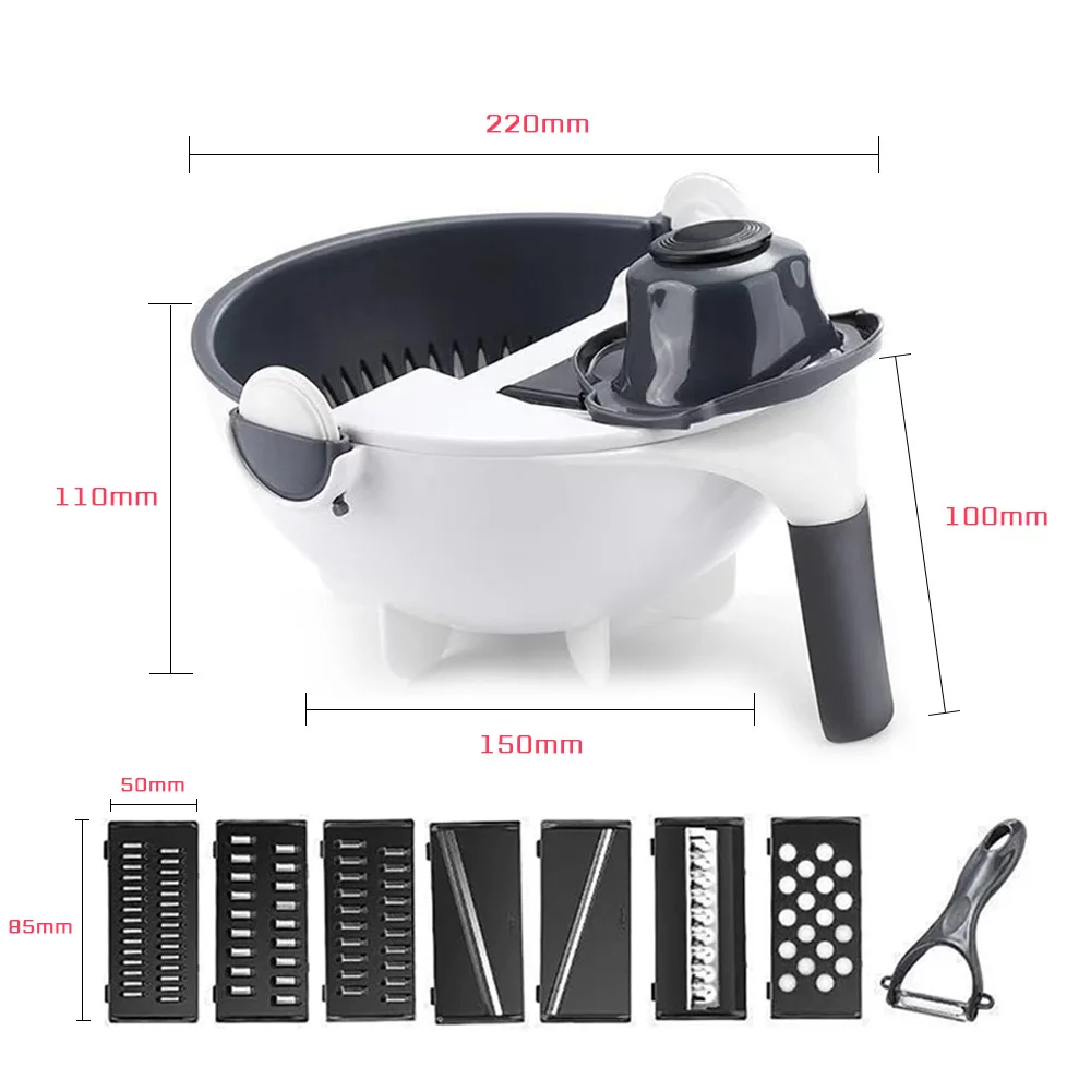 multifunctional vegetable cutter kitchen fruit vegs slicer grater shredder with drain basket slicers 9 in 1 gadgets kitchen tool free global shipping