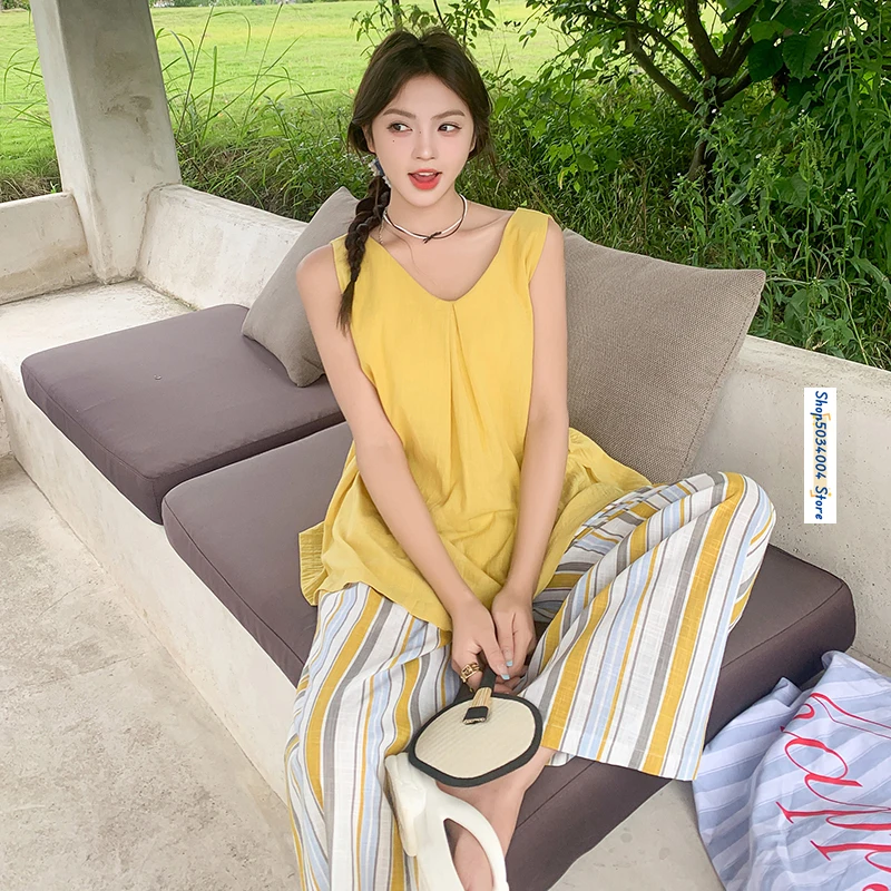 Женский Повседневный костюм из двух предметов желтая Свободная рубашка без