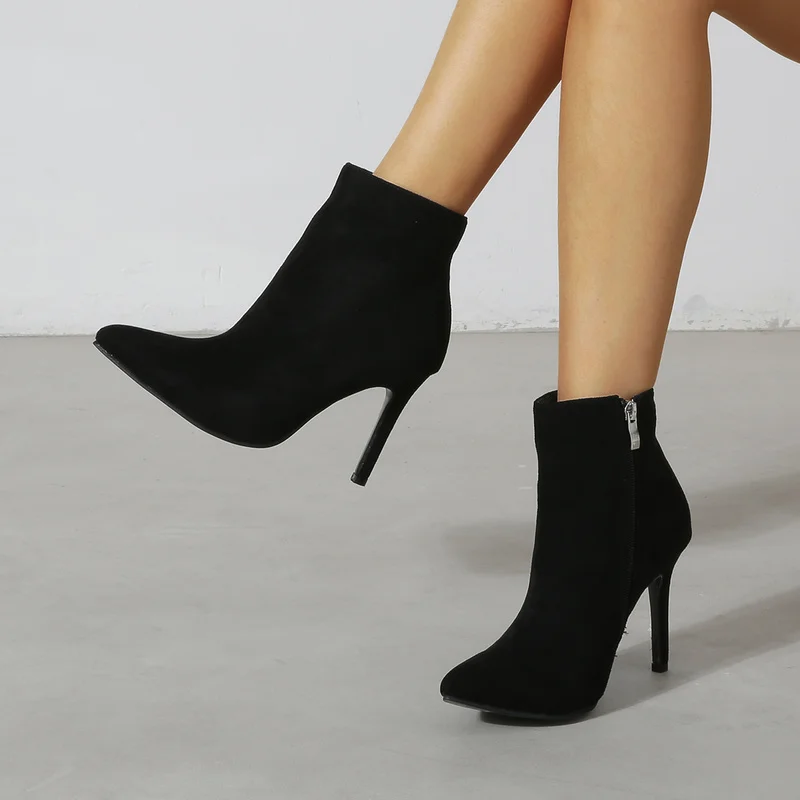 

The new square toe sexy stiletto knit socks boots women's stretch high heel mid-tube boots all-match fashion women's boots