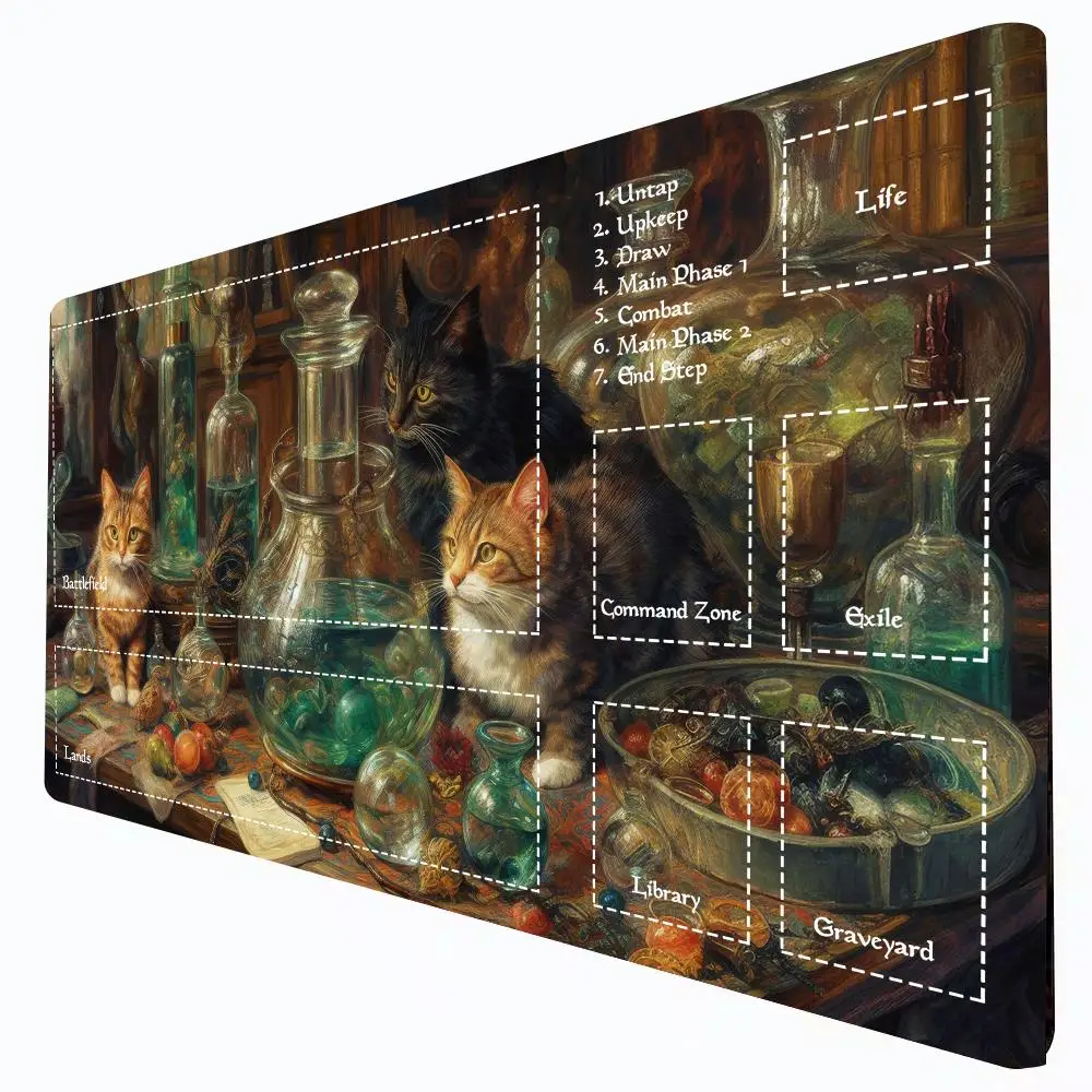 Фото Игровой коврик Apothecary Cats MTG с зонами для Commander, 600x350, нескользящий, резиновый, для TCG Magic: The Gathering №5