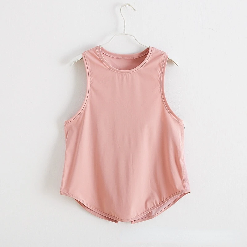 Luluwear Sports Open Back T Shirts Solid Sleeveless Yoga Top Women Fitness Loose Gym Crop Tank Top Quick Drying Workout Vest Tee