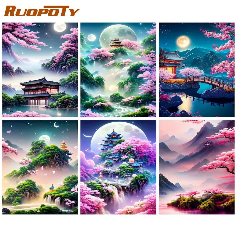 

RUOPOTY Coloring By Numbers Landscape Drawing On Canvas HandPainted Gift DIY Paint By Numbers Scenery Home Decor