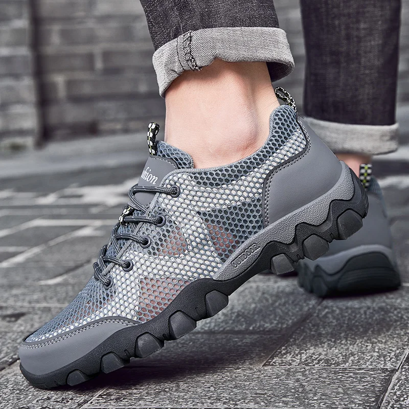 

New Arrival Men Hiking Shoes Sneakers Classics Style Lace Up Men Sport Shoes Mesh Breathable Mens Climbing Trekking Sneakers